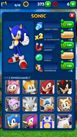 Sonic Dash character shop