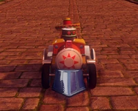 Front view of Amigo's vehicle in its car form.