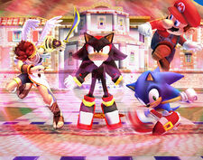 Shadow wearing his Air Shoes, from Super Smash Bros. Brawl.