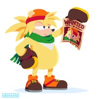 Bark the Polar Bear holding a wanted poster of himself. (Sonic the Fighters)