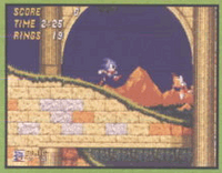 One of the first promotional images for Sonic 2, which was released during the summer of 1992. Features a shot of Aquatic Ruin Zone and Tails with an older AI script.