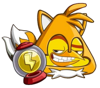Chuck wearing a Tails-themed outfit, from Angry Birds 2.