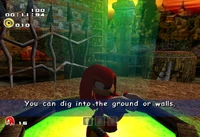 Knuckles obtaining the Shovel Claws, from Sonic Adventure 2: Battle