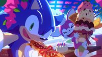 Sonic and Chip at Apotos, for Sonic's birthday 2022.