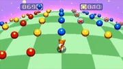 Niebieskie, czerwone i żółte kulki w Sonic Mania