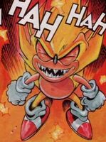 Believing he has killed the Freedom Fighters, from Sonic the Comic #81. Art by Richard Elson.