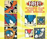 Promotional stickers that accompanied the issue.