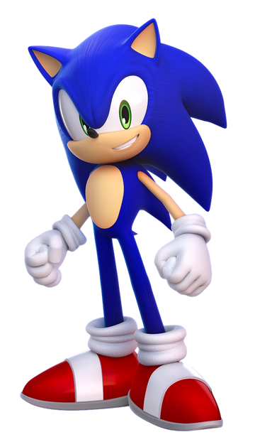 Sonic with 5 spikes on his head stylized as concept art from an xbox 360  sonic game