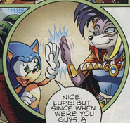 Lupe chocando la mano con sonic