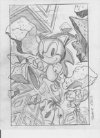 Early pencil illustration of the Game Gear box artwork, by Greg Martin.