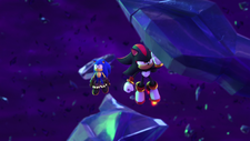 Shadow utilizing the small jets on his Air Shoes, from Sonic Prime.