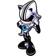 Metal Sonic 3.0 in his "Chrome" outfit, from Sonic Speed Simulator.