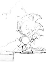 An early sketch of Sonic that would later become used for the Japanese Box Art cover.