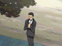 At the beginning of the episode, Mr. Tanaka is seen praying to the statue. The original Japanese version extends this by viewing him from a different angle. This shot is cut in the dub.