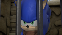 Angry Sonic behind bars