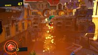 The Avatar jumping using the Burst Wispon