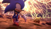 Sonic attempting to save Pikachu.