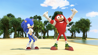 SB S1E11 Knuckles and Sonic victory