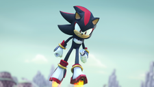 Shadow utilizing the small jets on his Air Shoes, from Sonic Prime.