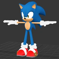 A model of Sonic used for the cover of Sonic Super-Sized Comics Digest Issue 6, and created by Rafa Knight.