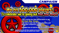 500,000 players reached.