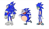 Middle: concept artwork of Mike's Sonic costume for the episode.