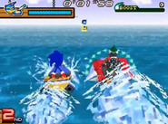 Johnny racing Sonic in the Special Stage.