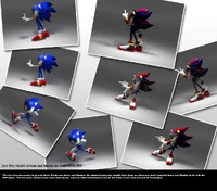 Low-poly models of Sonic and Shadow, by Dan Lam.