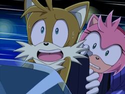 Tails and amy about to crash sonic X episode 1