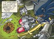 Silver Sonic II after chasing Doctor Eggman away from Station Square in the Archie Comics.