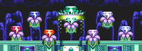 The altar of Hidden Palace Zone with Master Emerald and Super Emeralds on their places, from Sonic & Knuckles.