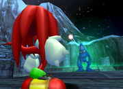 Knuckles facing Chaos