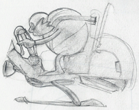Sketch of Eggman's vehicle from Sonic the Hedgehog CD ending animation.