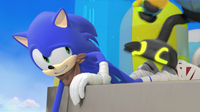 Robot about to step on Sonic's foot