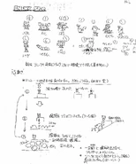 Hirokazu Yasuhara's "Enemy Spec" notes, Splats is listed on the left of the second line.