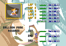 The Time Attack record screen, from Sonic the Hedgehog 3.