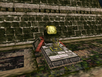 The gold statue near the portal to Lost World