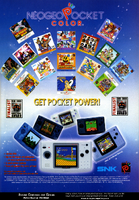 "Get Pocket Power!" Neo Geo Pocket Color advertisement with Sonic the Hedgehog Pocket Adventure as one of available games.