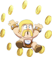 Barbarian dropping coins, similar to Sonic's animation where he drops rings when attacked