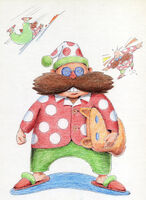 The original sketch of a mustached man in pajamas that would serve as the inspiration for Dr. Robotnik.