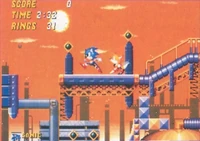 One of the first promotional images for Sonic 2, which was released during the summer of 1992. Features a shot of Oil Ocean Zone.