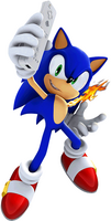 Sonic holding a Wii Remote, from Sonic and the Secret Rings.