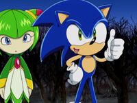 A Cosmic Crisis Cosmo and Sonic giving thumbs up