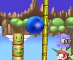 Sonic using the Spin Jump, from Super Smash Bros. Brawl.