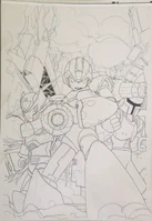 Final Mega Man X cover sketch by T. Rex.