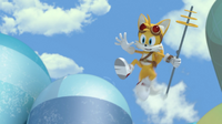 Tails holding weapon