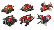Concept art showing all three forms of Eggman's vehicle in Sonic & All-Stars Racing Transformed.