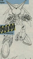 Concept artwork of Mecha Sonic's Bem-created design, by Patrick Spaziante.