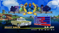 Crazy Taxi's statistics in Sonic & Sega All-Stars Racing.