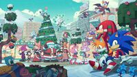 Artwork by Min Ho Kim, posted on the official Sonic Twitter account for Christmas 2023.